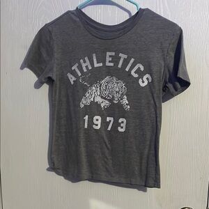 Gray Short Sleeve Tee with Athletics Graphic